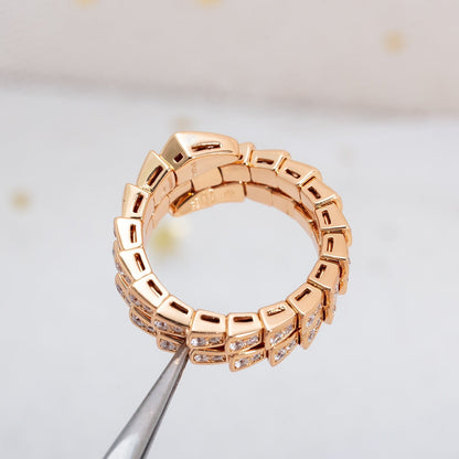 [Resenly Jewelry]SERPENTI RING PINK GOLD DIAMOND DOUBLE ROW