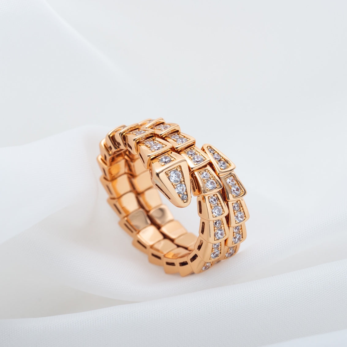 [Resenly Jewelry]SERPENTI RING PINK GOLD DIAMOND DOUBLE ROW