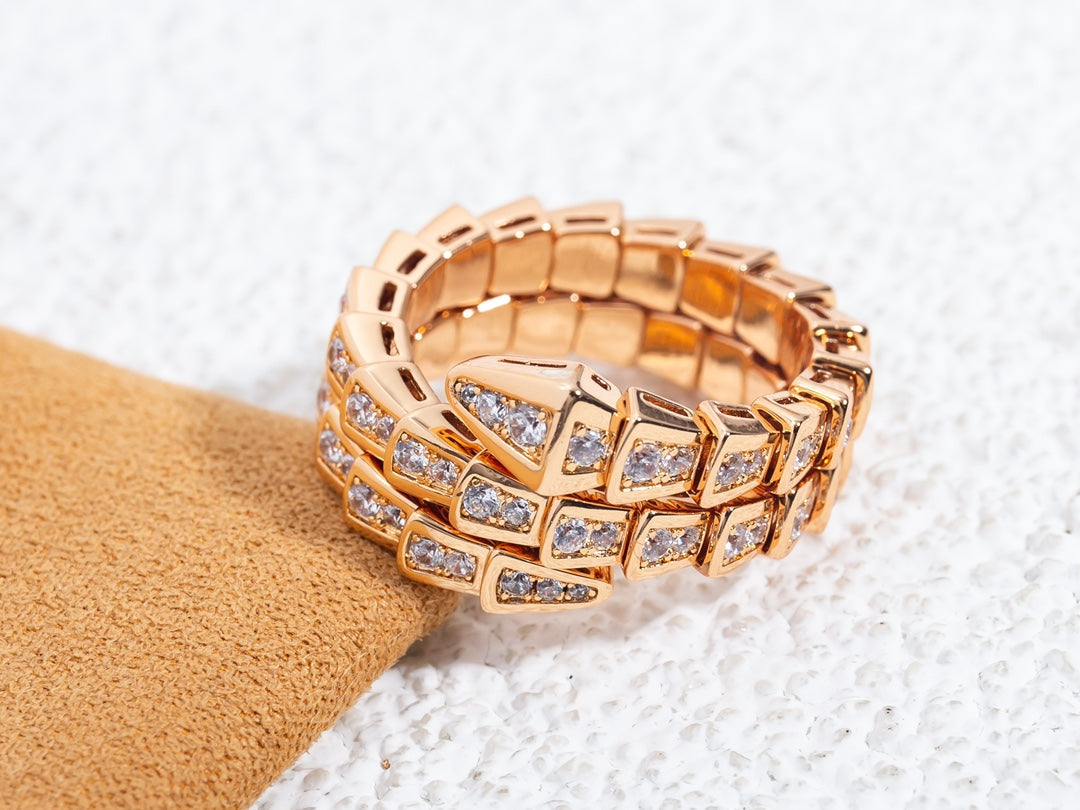 [Resenly Jewelry]SERPENTI RING PINK GOLD DIAMOND DOUBLE ROW