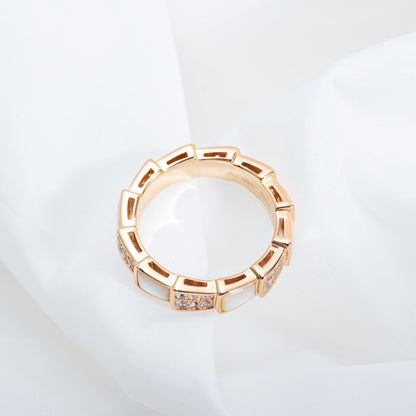 [Resenly Jewelry]SERPENTI RING PINK GOLD MOP DIAMOND PAVED 4MM