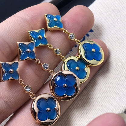 [Resenly Jewelry]STAR AND SUN AGATE DIAMOND EARRINGS