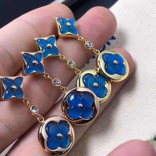 [Resenly Jewelry]STAR AND SUN AGATE DIAMOND EARRINGS