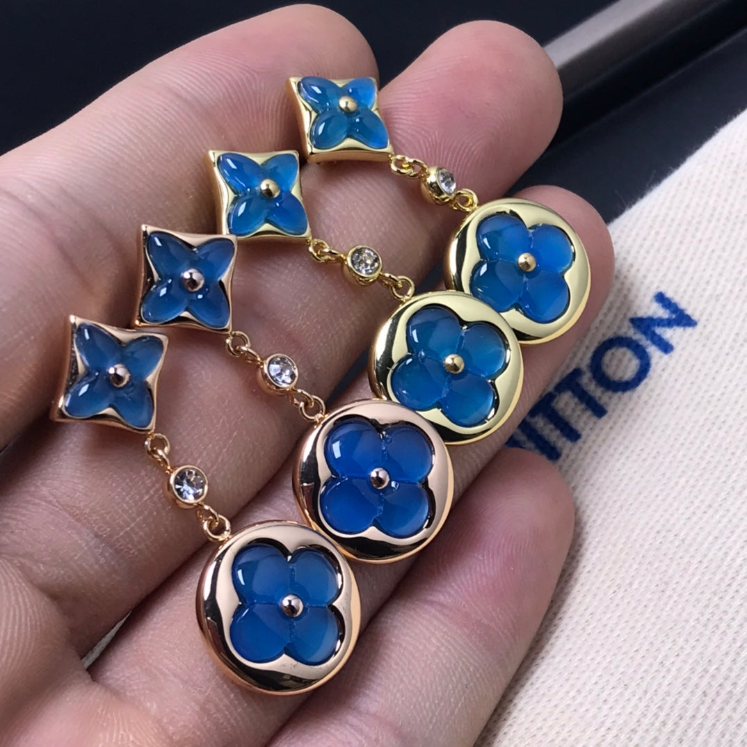 [Resenly Jewelry]STAR AND SUN AGATE DIAMOND EARRINGS