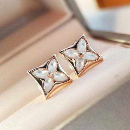 [Resenly Jewelry]STAR MOP PINK GOLD EARRINGS