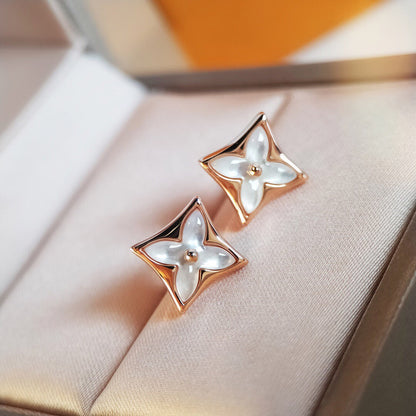 [Resenly Jewelry]STAR MOP PINK GOLD EARRINGS