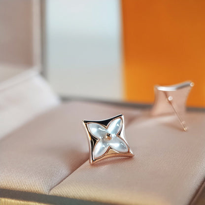 [Resenly Jewelry]STAR MOP PINK GOLD EARRINGS