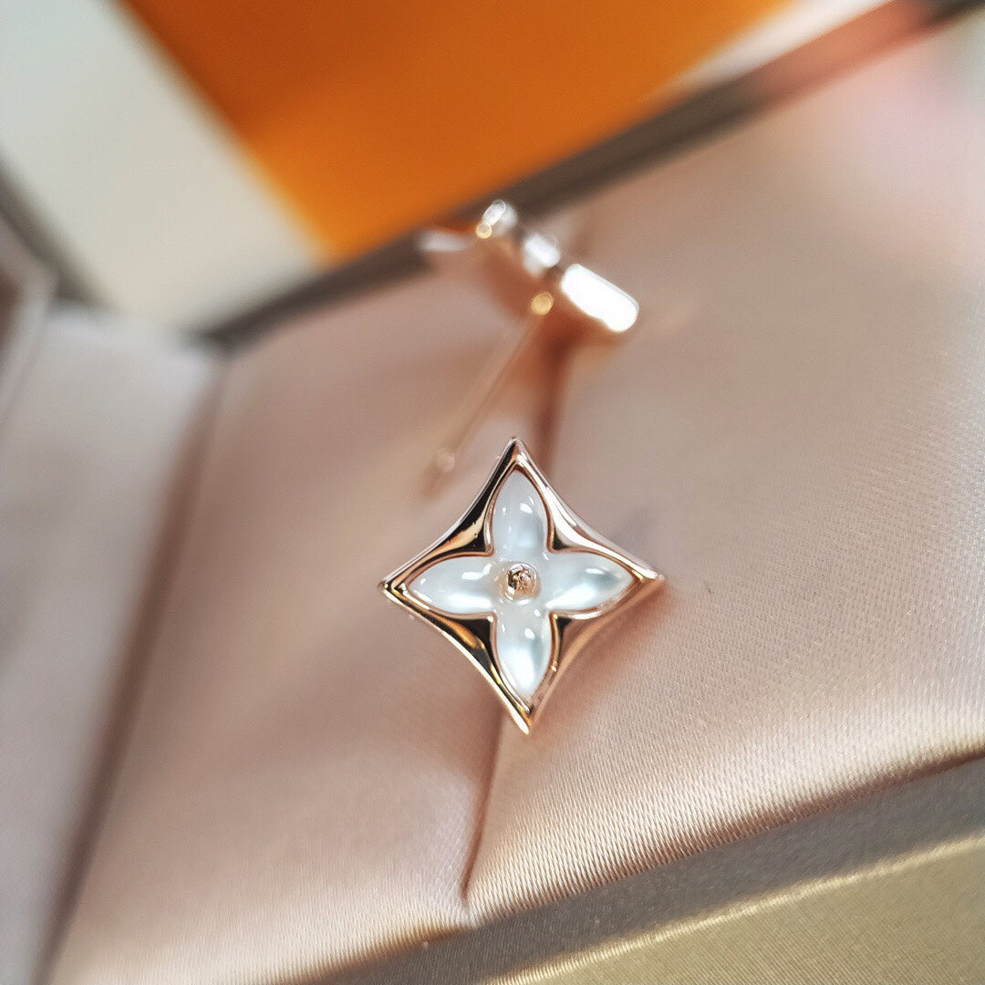 [Resenly Jewelry]STAR MOP PINK GOLD EARRINGS