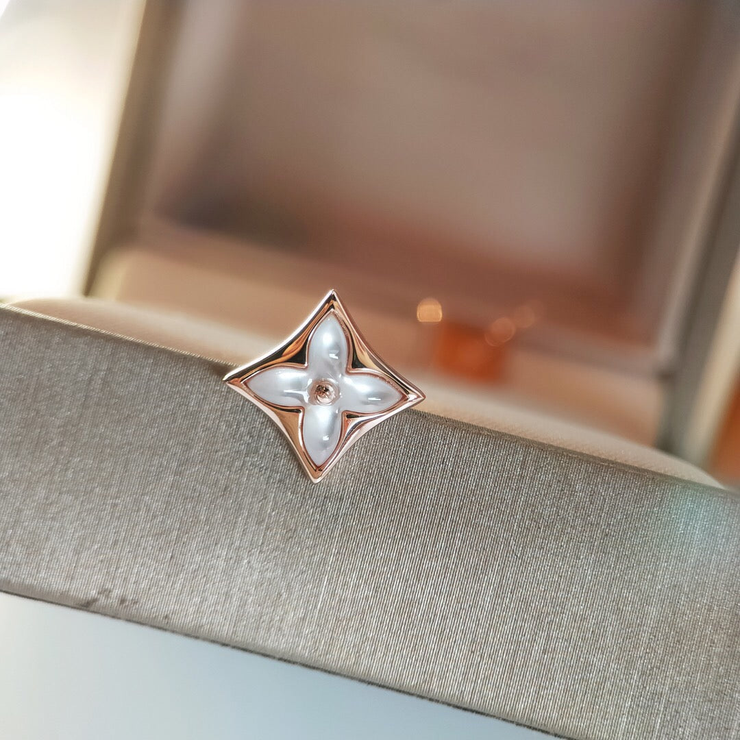 [Resenly Jewelry]STAR MOP PINK GOLD EARRINGS