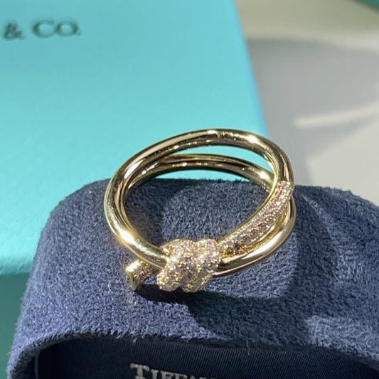 [Resenly Jewelry]KNOT RING DOUBLE ROW GOLD DIAMOND