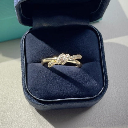 [Resenly Jewelry]KNOT RING DOUBLE ROW GOLD DIAMOND