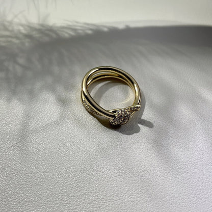 [Resenly Jewelry]KNOT RING DOUBLE ROW GOLD DIAMOND