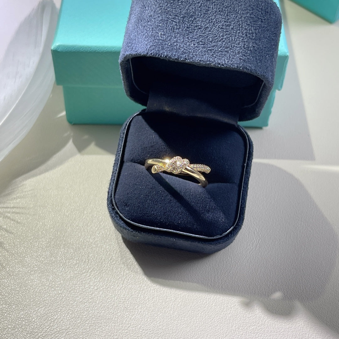[Resenly Jewelry]KNOT RING DOUBLE ROW GOLD DIAMOND