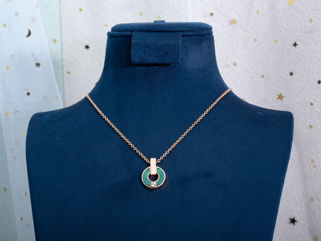 [Resenly Jewelry]GARI NECKLACE PINK GOLD MALACHITE