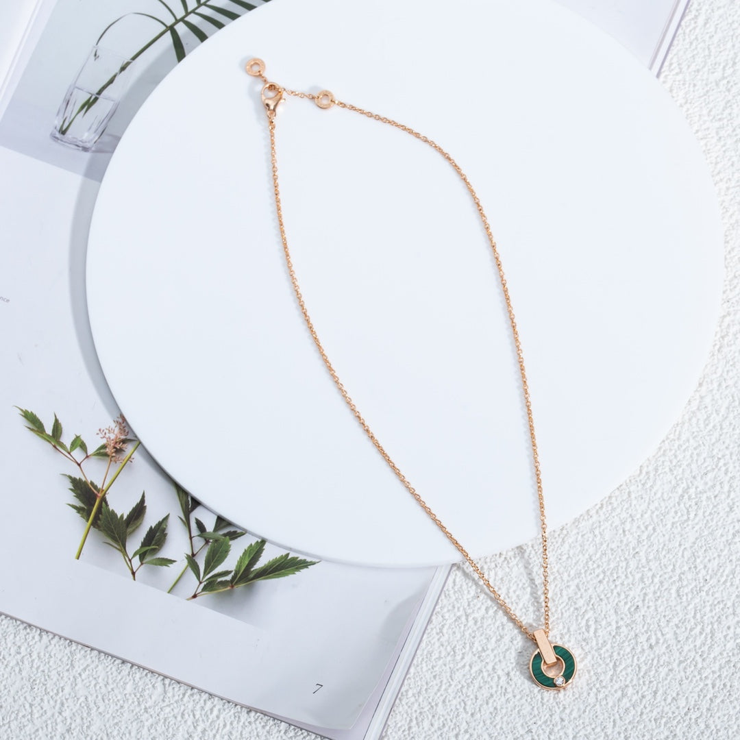 [Resenly Jewelry]GARI NECKLACE PINK GOLD MALACHITE