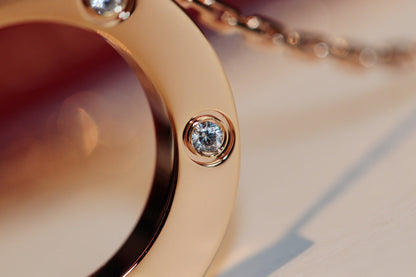 [Resenly Jewelry]LOVE NECKLACE 16MM 6 DIAMONDS PINK GOLD