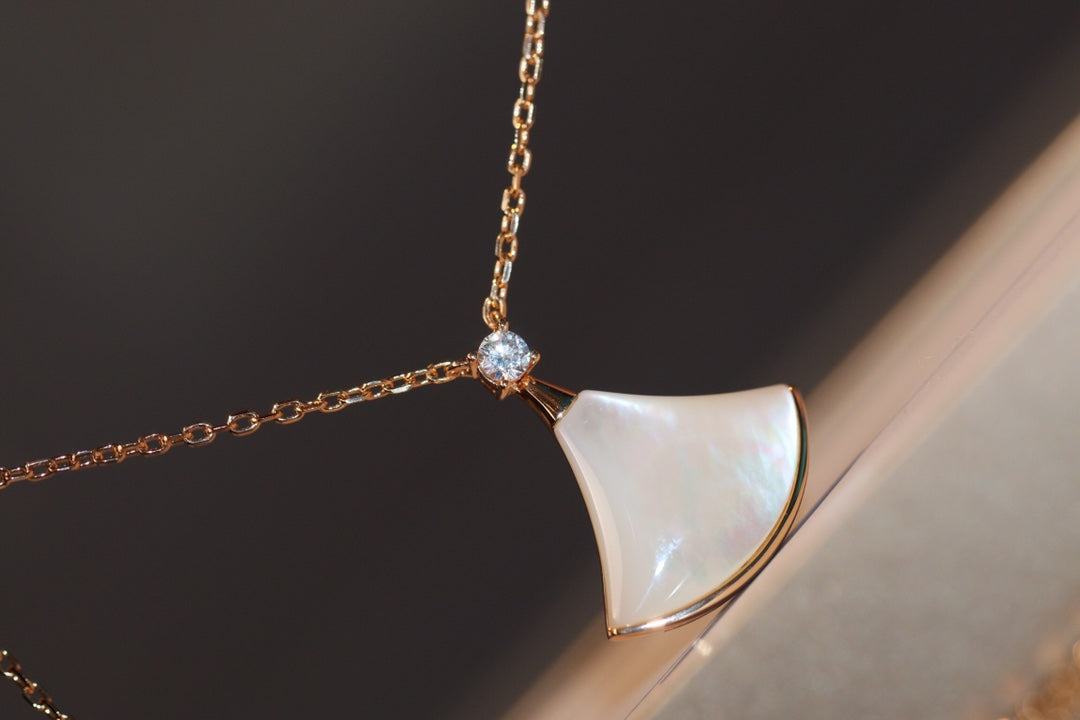 [Resenly Jewelry]DREAM NECKLACE WHITE MOP PINK GOLD 1 DIAMOND