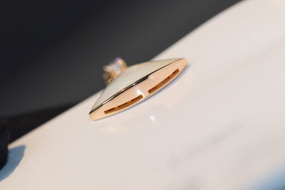 [Resenly Jewelry]DREAM NECKLACE WHITE MOP PINK GOLD 1 DIAMOND