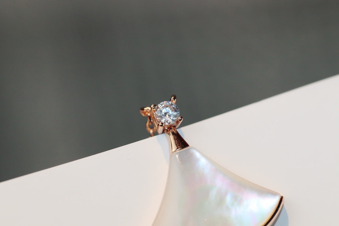 [Resenly Jewelry]DREAM NECKLACE WHITE MOP PINK GOLD 1 DIAMOND