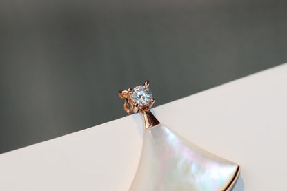 [Resenly Jewelry]DREAM NECKLACE WHITE MOP PINK GOLD 1 DIAMOND