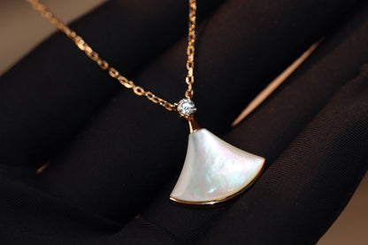 [Resenly Jewelry]DREAM NECKLACE WHITE MOP PINK GOLD 1 DIAMOND