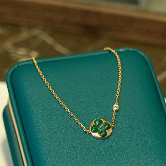 [Resenly Jewelry]SUN MALACHITE 1 DIAMOND PINK GOLD BRACELET