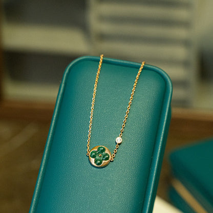 [Resenly Jewelry]SUN MALACHITE 1 DIAMOND PINK GOLD BRACELET