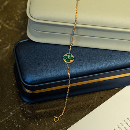 [Resenly Jewelry]SUN MALACHITE 1 DIAMOND PINK GOLD BRACELET