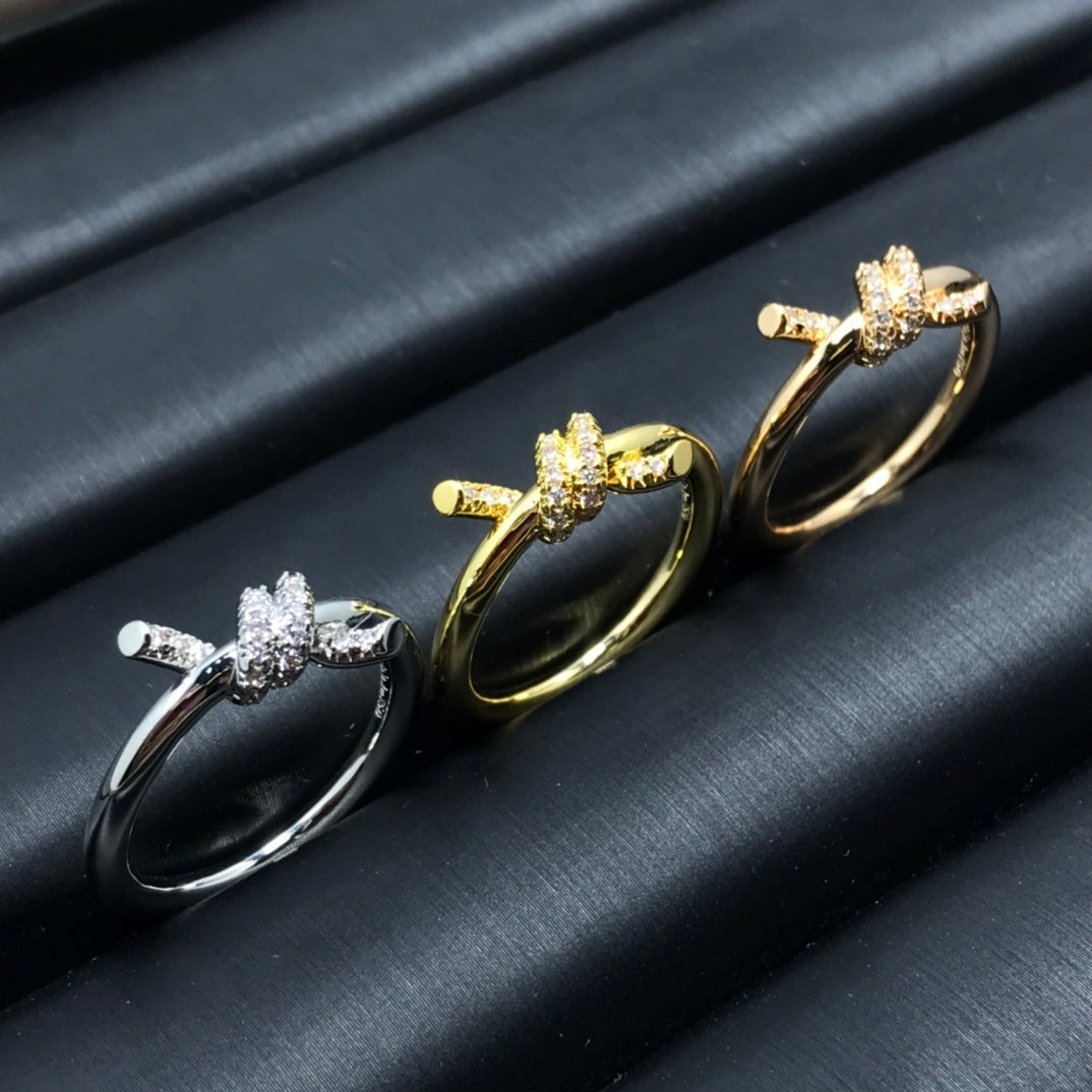 [Resenly Jewelry]KNOT RING 1.2MM DIAMOND
