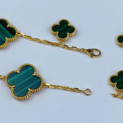 [Resenly Jewelry]MAGIC CLOVER MALACHITE GOLD BRACELET 5 MOTIFS