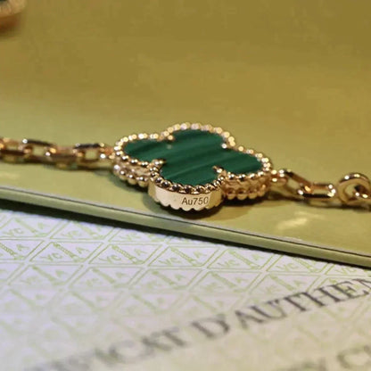 [Resenly Jewelry] CLOVER 5 MOTIF MALACHITE BRACELET COLLECTION