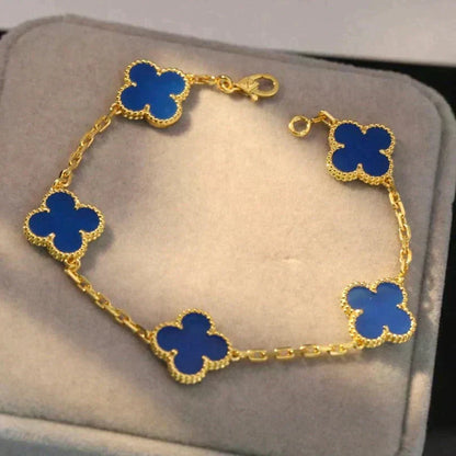 [Resenly Jewelry] CLOVER 5 MOTIF BLUE AGATE BRACELET COLLECTION