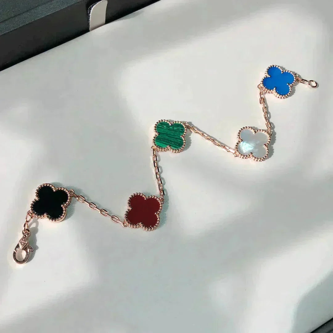 [Resenly Jewelry]CLOVER 5 MOTIFS MULTICOLOR BRACELET