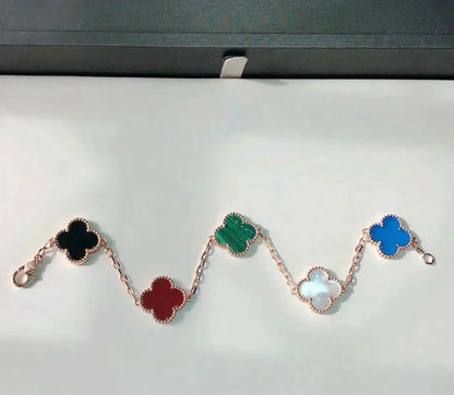 [Resenly Jewelry]CLOVER 5 MOTIFS MULTICOLOR BRACELET
