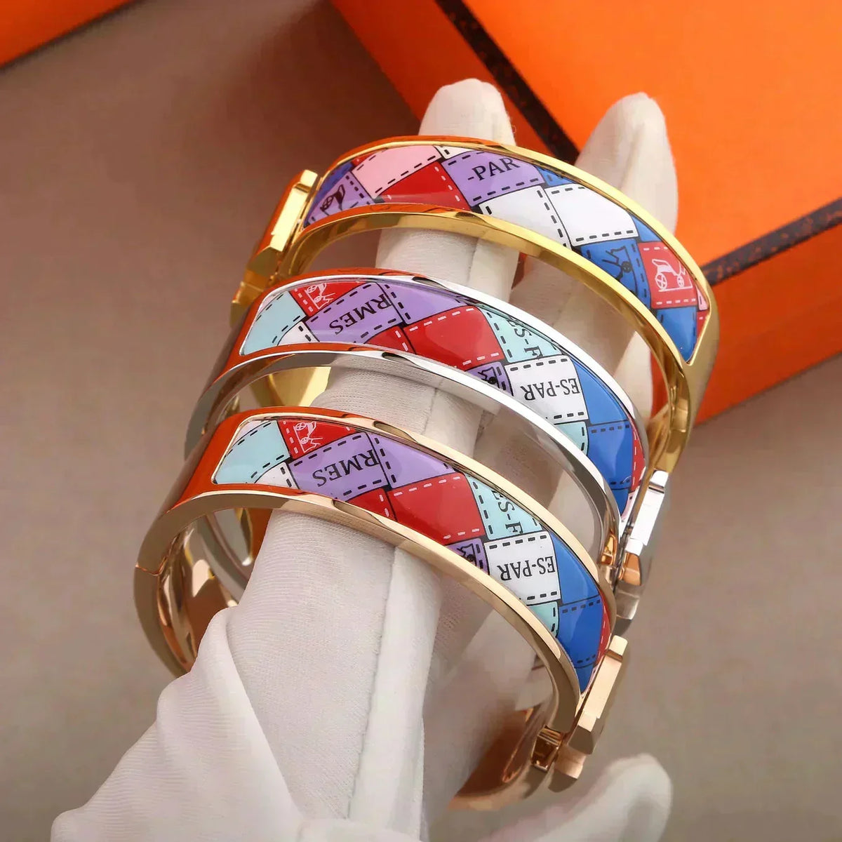 [Resenly Jewelry]H BRACELET DOTTED BORDER 12MM