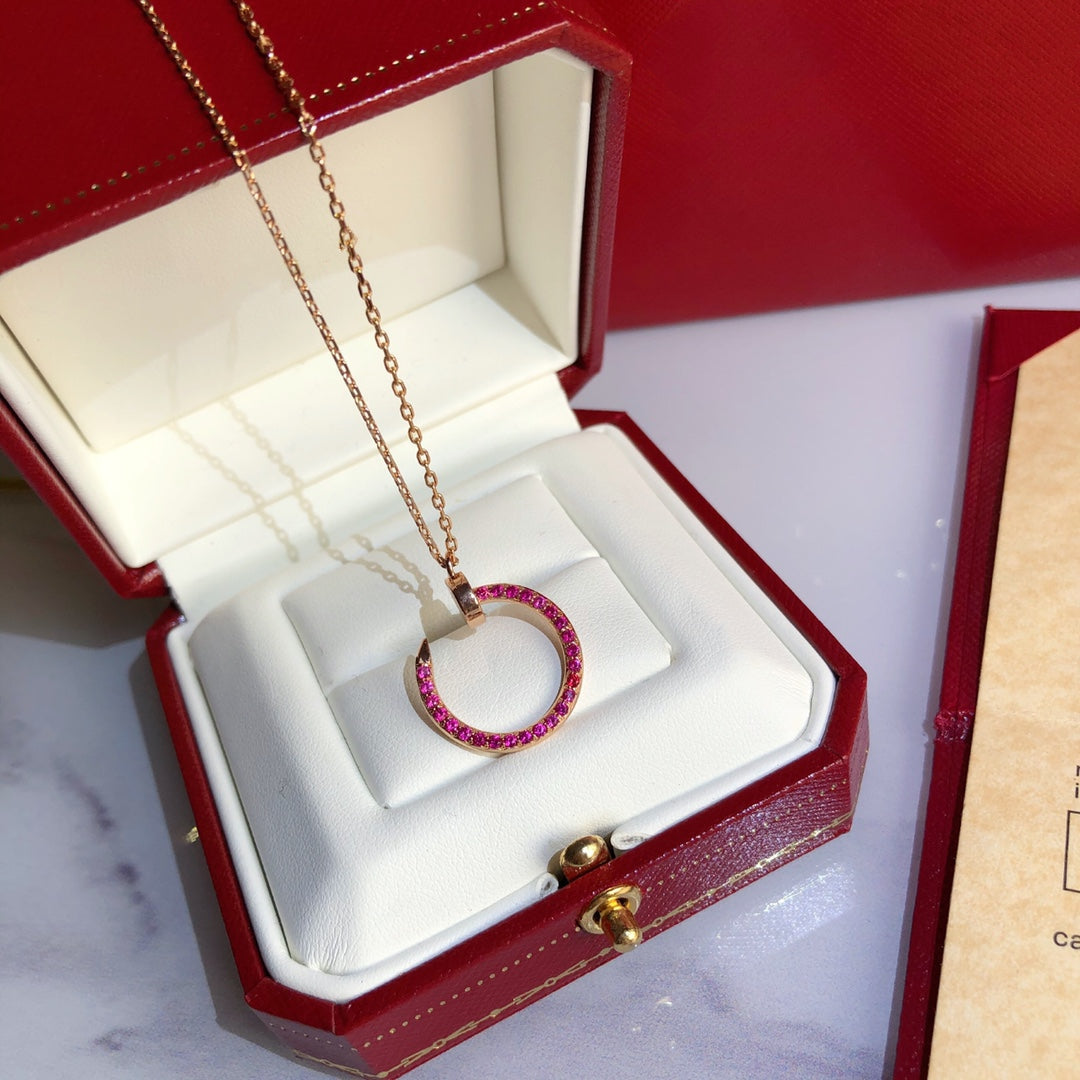 [Resenly Jewelry]JUSTE NECKLACE RED FULL DIAMONDS