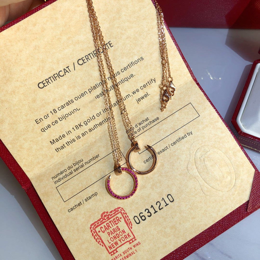 [Resenly Jewelry]JUSTE NECKLACE RED FULL DIAMONDS