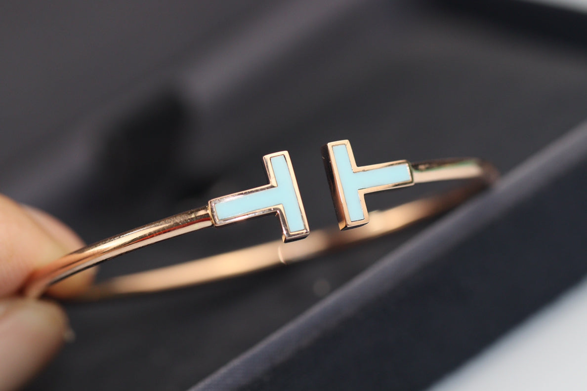 [Resenly Jewelry]T BRACELET 1.8MM TURQUOISE PINK GOLD