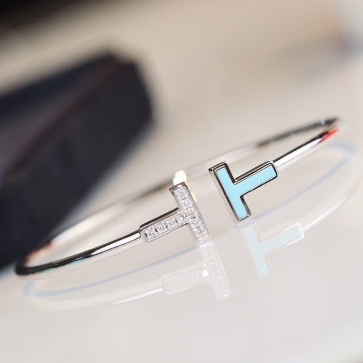 [Resenly Jewelry]T BRACELET 1.8MM TURQUOISE DIAMOND SILVER