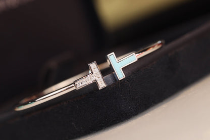 [Resenly Jewelry]T BRACELET 1.8MM TURQUOISE DIAMOND SILVER