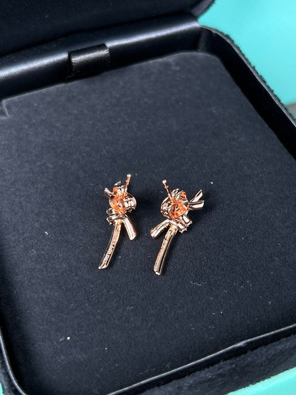 [Resenly Jewelry]KNOT EARRINGS PINK GOLD DIAMOND