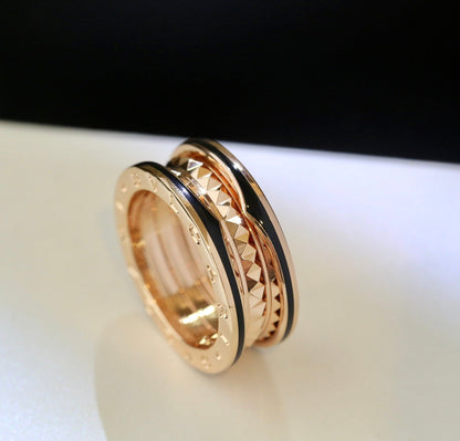 [Resenly Jewelry]ZERO 1 PINK GOLD BLACK CERAMIC RING