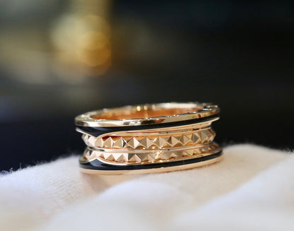 [Resenly Jewelry]ZERO 1 PINK GOLD BLACK CERAMIC RING
