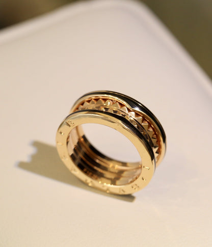 [Resenly Jewelry]ZERO 1 PINK GOLD BLACK CERAMIC RING