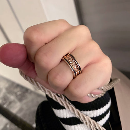 [Resenly Jewelry]ZERO 1 PINK GOLD BLACK CERAMIC RING