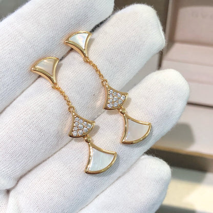[Resenly Jewelry]DREAM EARRINGS 3 MOTIFS DIAMOND MOP PINK GOLD