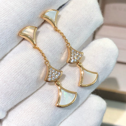 [Resenly Jewelry]DREAM EARRINGS 3 MOTIFS DIAMOND MOP PINK GOLD