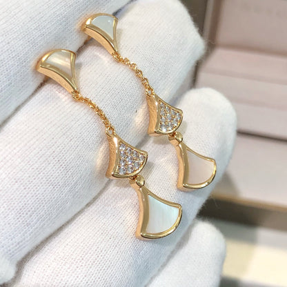 [Resenly Jewelry]DREAM EARRINGS 3 MOTIFS DIAMOND MOP PINK GOLD