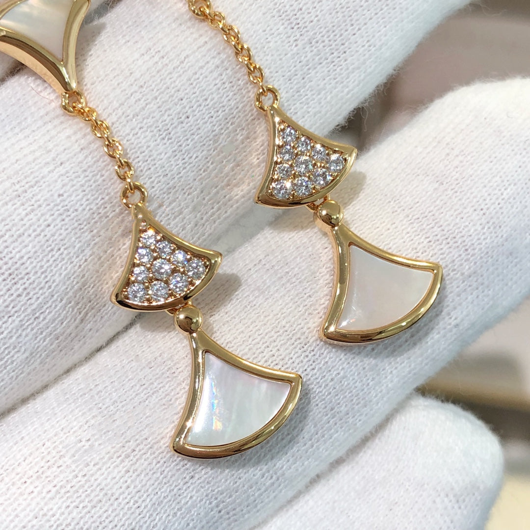 [Resenly Jewelry]DREAM EARRINGS 3 MOTIFS DIAMOND MOP PINK GOLD