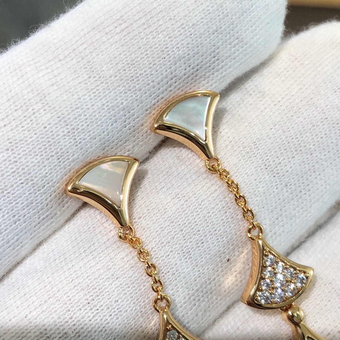 [Resenly Jewelry]DREAM EARRINGS 3 MOTIFS DIAMOND MOP PINK GOLD