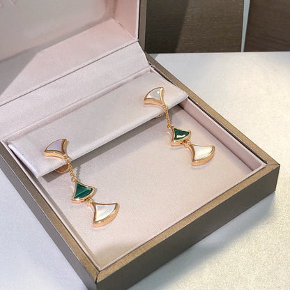 [Resenly Jewelry]DREAM EARRINGS 3 MOTIFS MALACHITE MOP PINK GOLD